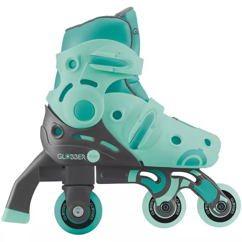 Korčule GLOBBER Learning Skates 2 v 1 veľkosť 26–29 mätová — nastaviteľné učebné korčule pre deti