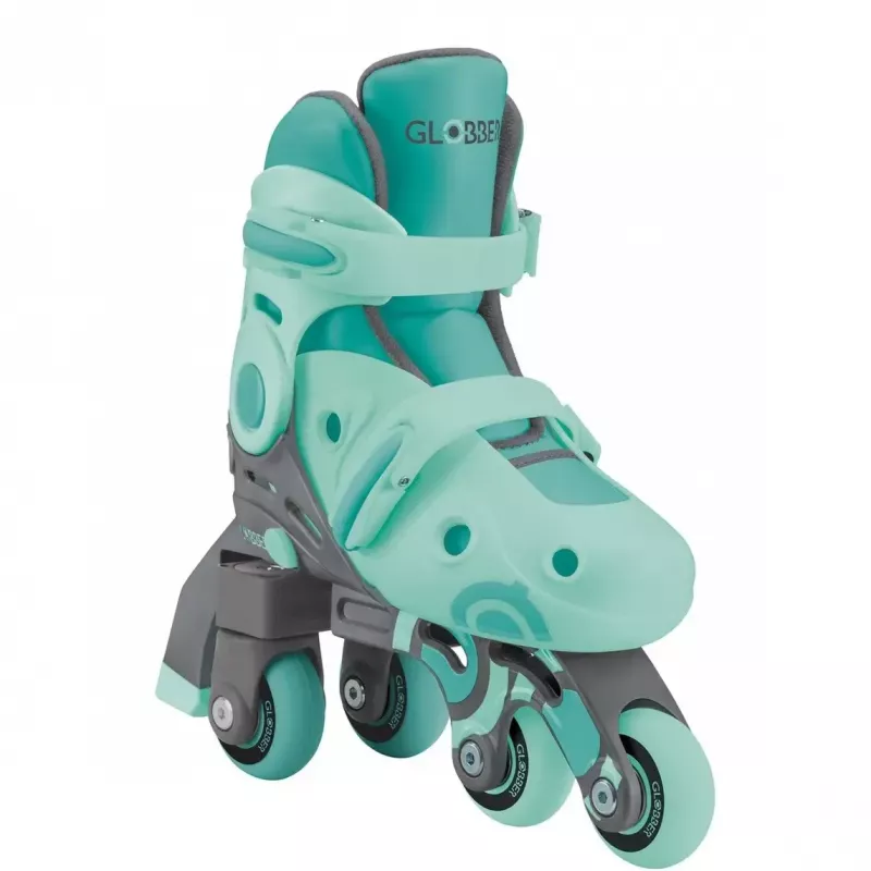 Korčule GLOBBER Learning Skates 2 v 1 veľkosť 26–29 mätová — nastaviteľné učebné korčule pre deti