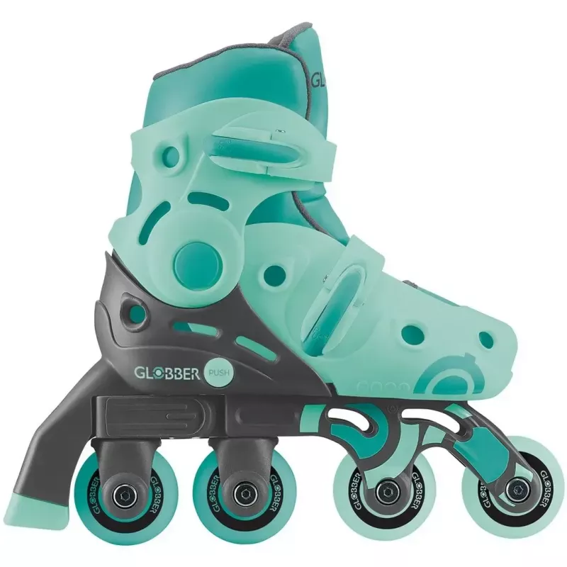 Korčule GLOBBER Learning Skates 2 v 1 veľkosť 26–29 mätová — nastaviteľné učebné korčule pre deti