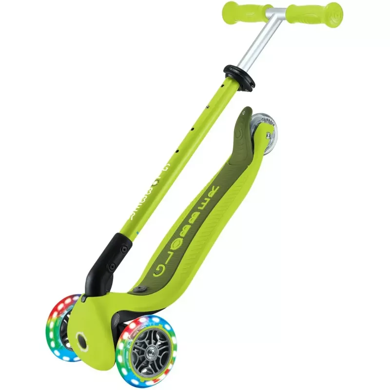 Kolobežka GLOBBER Go-Up Active Lights — výškovo nastaviteľná, LED svetlá, limetková