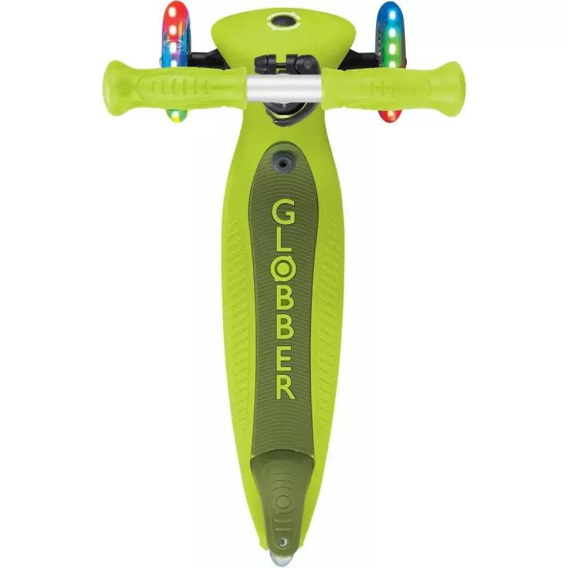 Kolobežka GLOBBER Go-Up Active Lights — výškovo nastaviteľná, LED svetlá, limetková