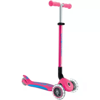 Kompaktná kolobežka GLOBBER Primo Foldable Plus Lights – ružová/svetlomodrá