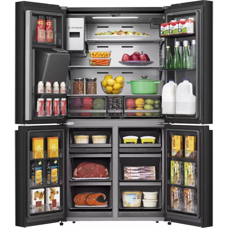 Hisense RQ760N4IFE chladnička s mrazničkou multi-door, voľne stojaca, chladnička 345 l, mraznička 232 l, dávkovač vody/ľadu, 178,5 cm, energetická trieda E, čierna