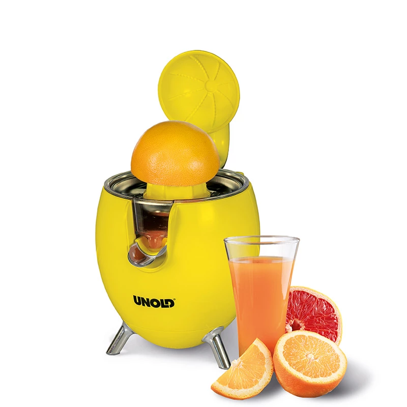 Unold 78132 Power Juicy elektrický lis na citrusy, 300 W, zastavenie kvapkania, automatický štart/stop, žltý/nerezová oceľ