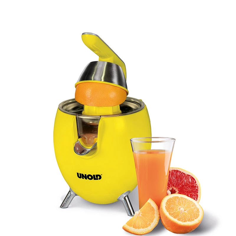Unold 78132 Power Juicy elektrický lis na citrusy, 300 W, zastavenie kvapkania, automatický štart/stop, žltý/nerezová oceľ