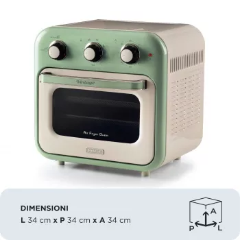 Ariete 4632 teplovzdušná fritéza a rúra Vintage, 1400W, 2v1, objem 16L, príslušenstvo v balení, časovač 60 minút, dvojité sklo, zelená