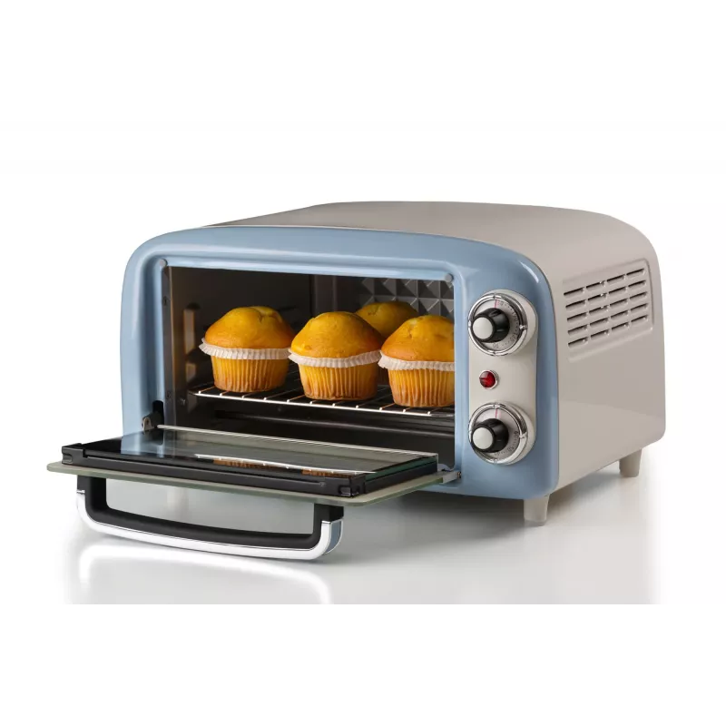 Ariete 3919 elektrická rúra Vintage, 800 W, objem 10 l, dvojité sklo, retro, modrá