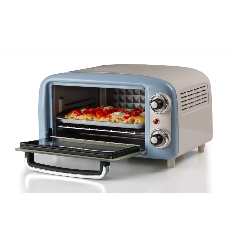 Ariete 3919 elektrická rúra Vintage, 800 W, objem 10 l, dvojité sklo, retro, modrá