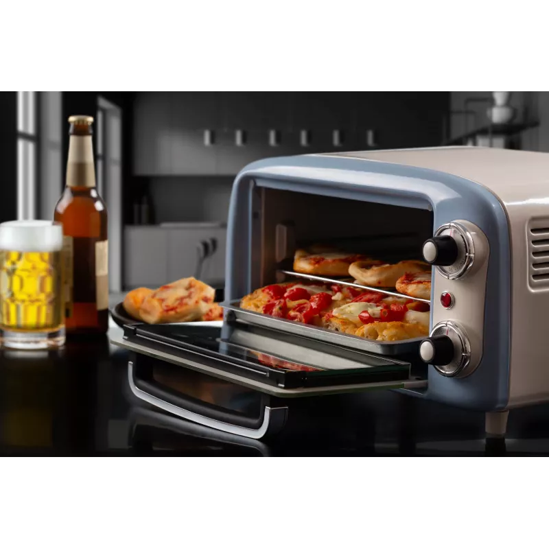 Ariete 3919 elektrická rúra Vintage, 800 W, objem 10 l, dvojité sklo, retro, modrá