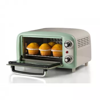 Ariete 3919 elektrická mini rúra Vintage, 800 W, objem 10 L, dvojité sklo, retro, zelená
