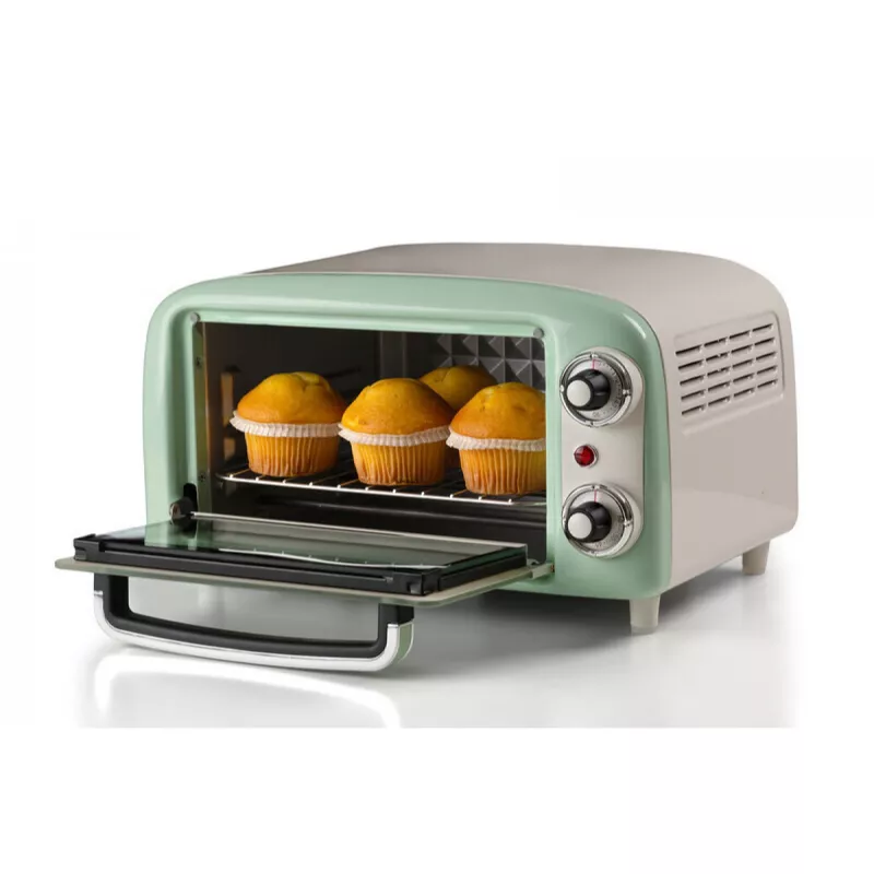 Ariete 3919 elektrická mini rúra Vintage, 800 W, objem 10 L, dvojité sklo, retro, zelená
