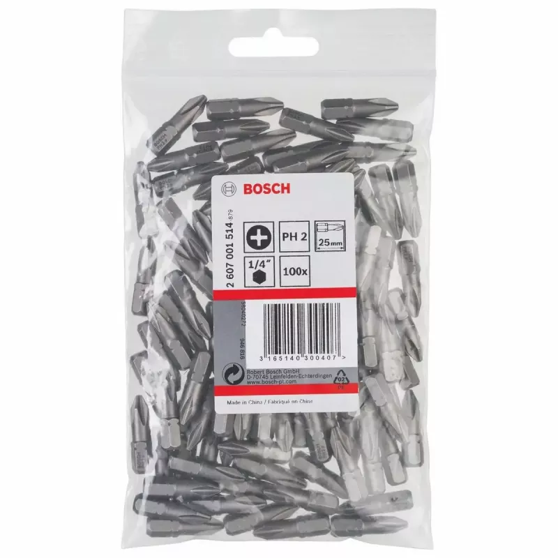 Skrutkovacie bity Bosch 2607001514 100 ks PH 2 25 mm šesťhran