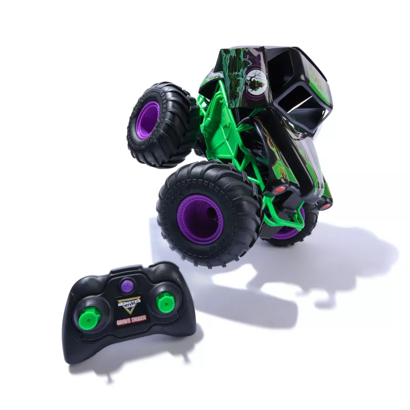 Monster Jam, oficiálne Smash & Bash Grave Digger diaľkovo ovládané vozidlo pre interiér a exteriér, opraviteľný monster truck v mierke 1:15, hračka pre chlapcov a dievčatá od 4 rokov