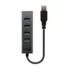 Lindy 43324 4-portový USB 3.0 rozbočovač, USB 3.2 Gen 1 Type-A, 5 Gbit/s, integrovaný kábel, hliník/plast, čierny