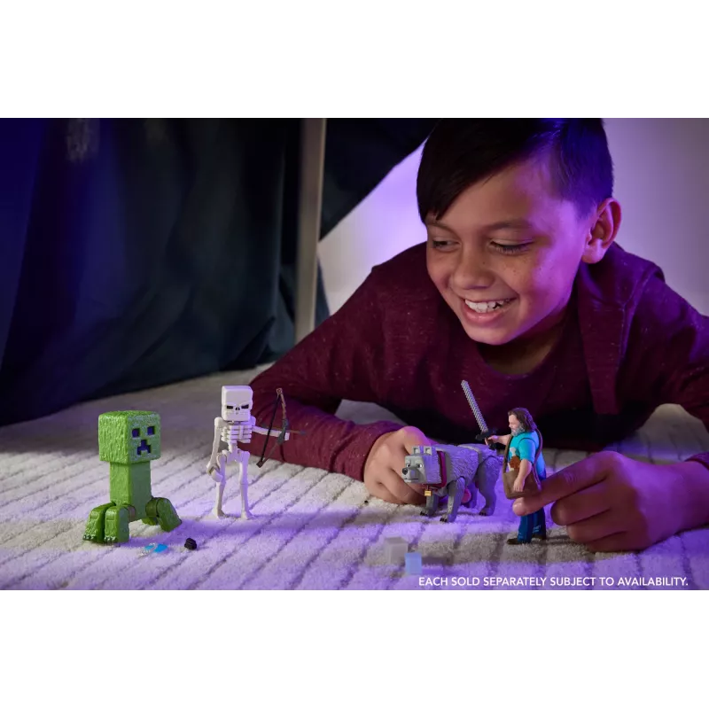 Akčná figúrka MATTEL Minecraft Steve s príslušenstvom, 4 palce (6+), plast, viacfarebná