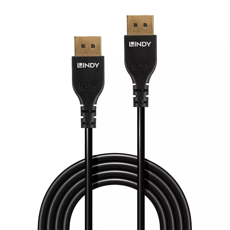Lindy 3m tenký DisplayPort 1.4 kábel, 3 m, DisplayPort, DisplayPort, konektor samec, konektor samec, 7680 x 4320 pixelov