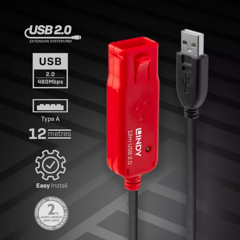 Lindy 12m USB 2.0 aktívne predlžovacie Pro Hub
