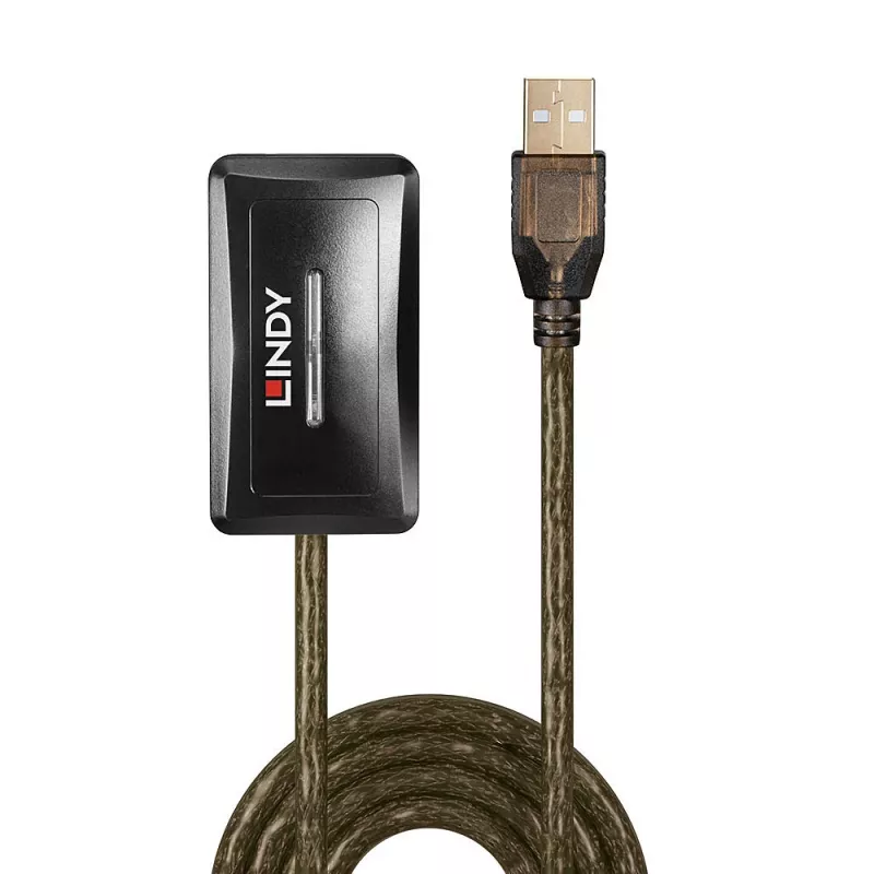 Lindy 10m USB 2.0 aktívny predlžovací hub, USB 2.0, USB 2.0, 480 Mbit/s, sivý, 28/24, 10 m