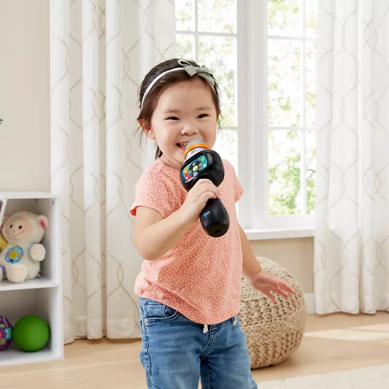 VTech Baby Magické spevácke mikrofón, hračkárske mikrofón, 2 roky, AAA, 200 g, čierny