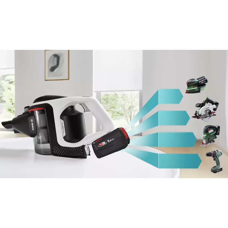 Bosch Serie 8 BSS825ALL tyčový vysávač/akumulátorový vysávač batéria suchý bez vrecka čierny, biely 5 Ah