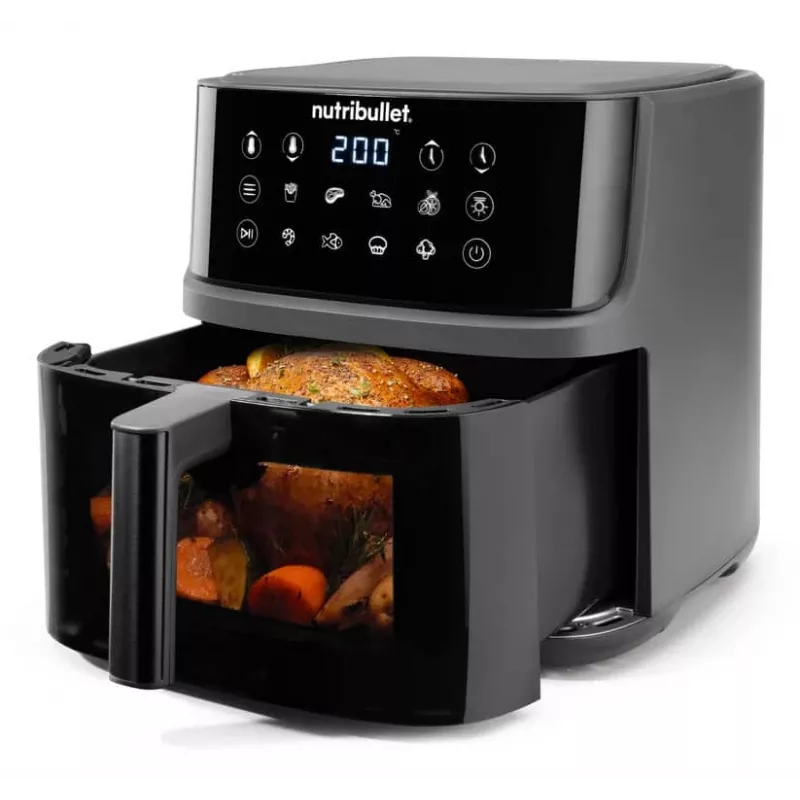 NutriBullet CrispLite Vision Single 8 L samostatne stojaci 2000 W teplovzdušná fritéza čierna