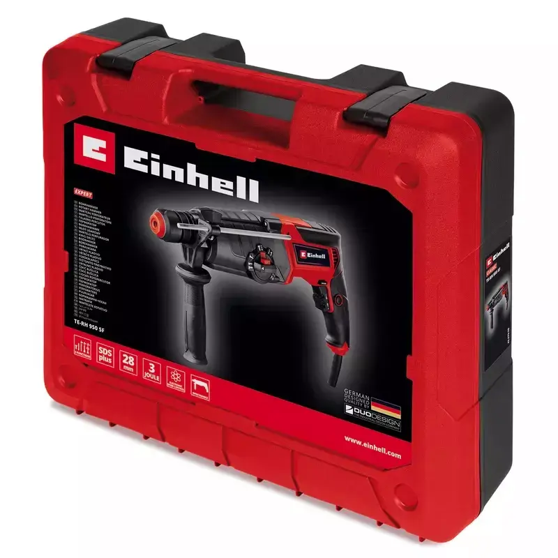 Einhell TE-RH 950 5F vŕtacie kladivo, 950 W, 3 J, SDS-plus, 2600 ot./min, s kufríkom, čierno-červené