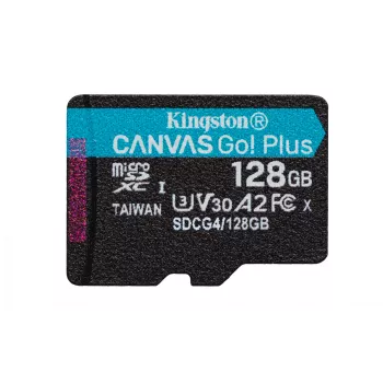 Kingston Technology 128 GB microSDXC Canvas Go Plus Gen4 200R A2 U3 jednotlivé balenie bez ADP