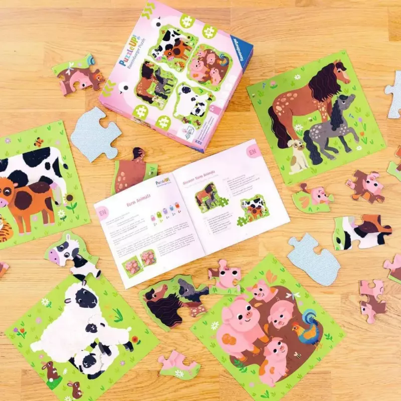 Puzzle Ravensburger UP! Farma zvieratá – progresívna sada 4, 6, 8, 10 dielov