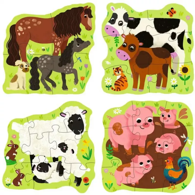 Puzzle Ravensburger UP! Farma zvieratá – progresívna sada 4, 6, 8, 10 dielov
