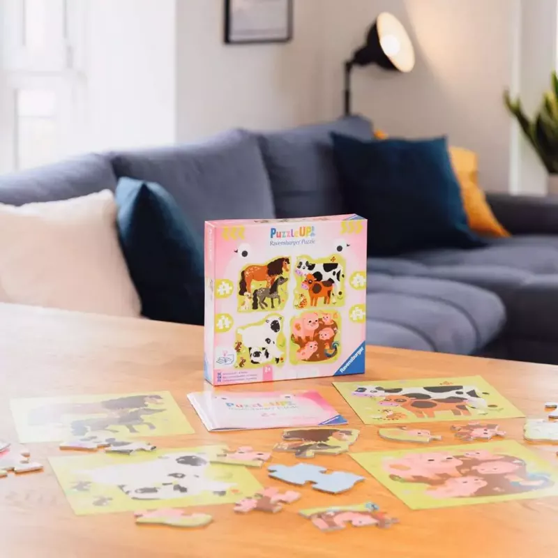 Puzzle Ravensburger UP! Farma zvieratá – progresívna sada 4, 6, 8, 10 dielov