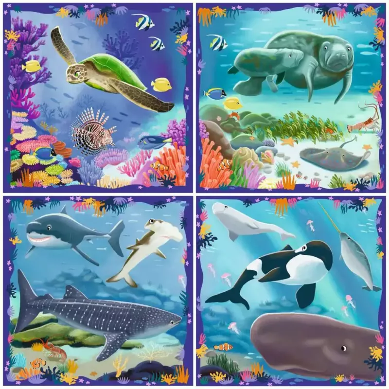 Ravensburger UP! Morské živočíchy puzzle — sada s 64, 72, 81, 90 dielmi