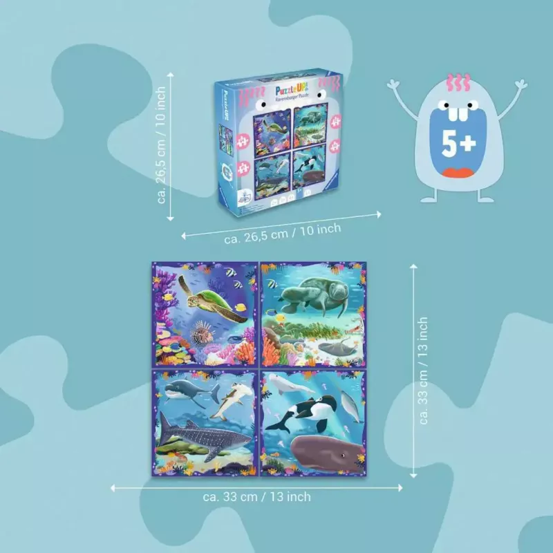 Ravensburger UP! Morské živočíchy puzzle — sada s 64, 72, 81, 90 dielmi
