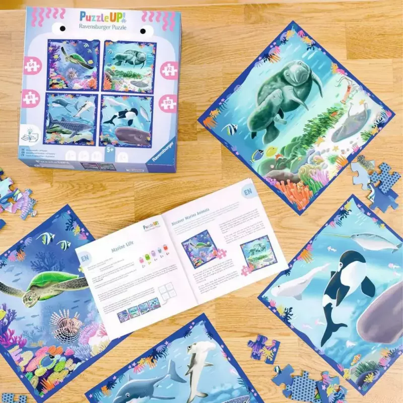 Ravensburger UP! Morské živočíchy puzzle — sada s 64, 72, 81, 90 dielmi