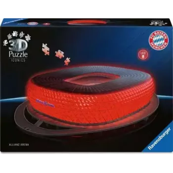 3D puzzle Ravensburger Iconics Allianz Arena so svetlom, 216 dielikov