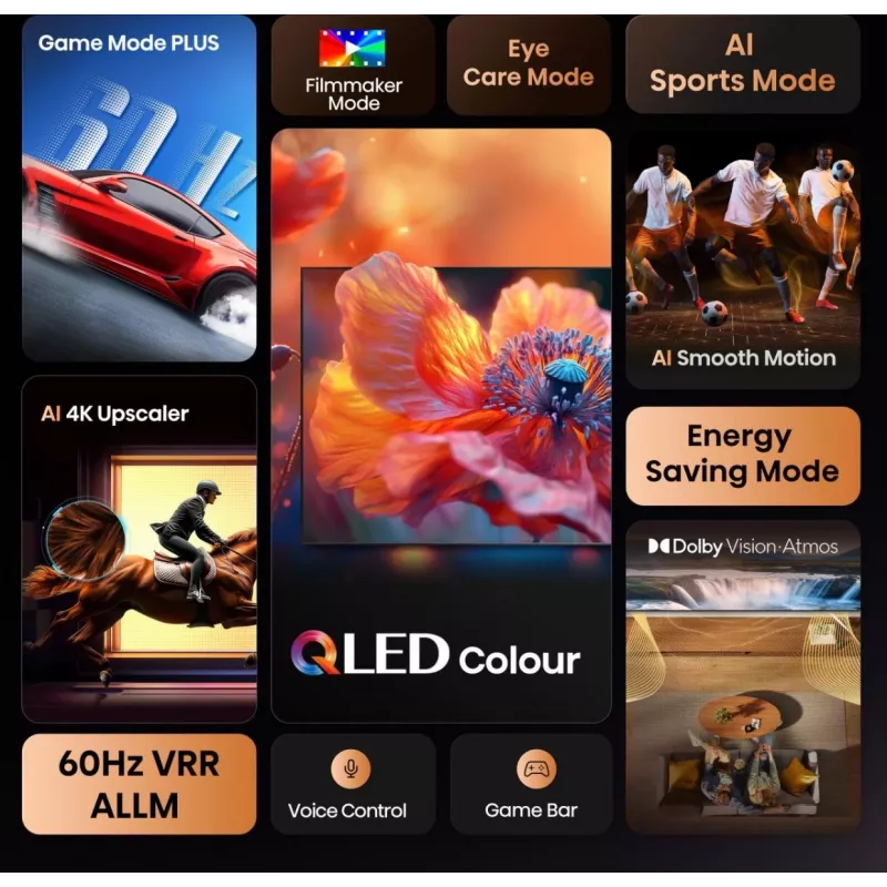 Hisense 85E77Q QLED Smart TV 85 palcov (215 cm), 4K Ultra HD, Wi-Fi, trojitý tuner, čierny