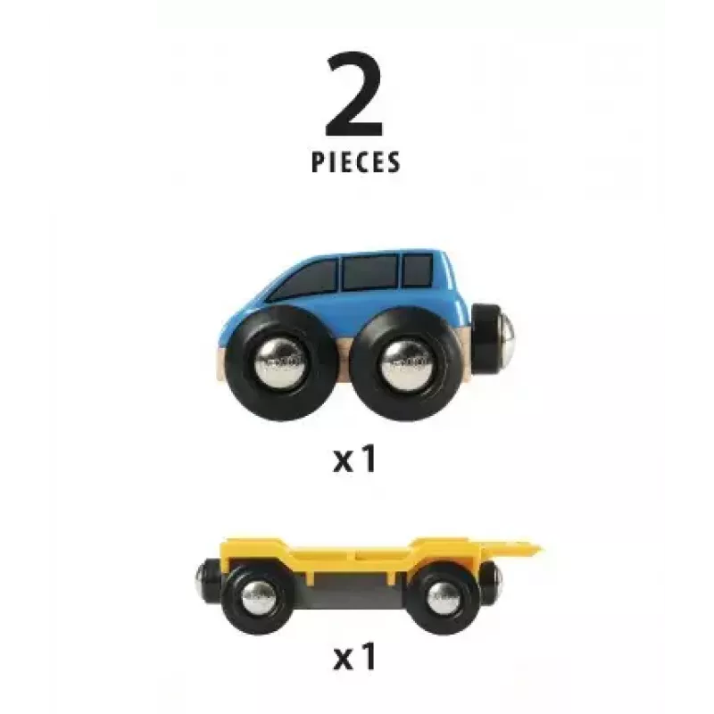 Modelová železnica Autotransportér Ravensburger BRIO — 2-dielny, čierna/modrá/žltá