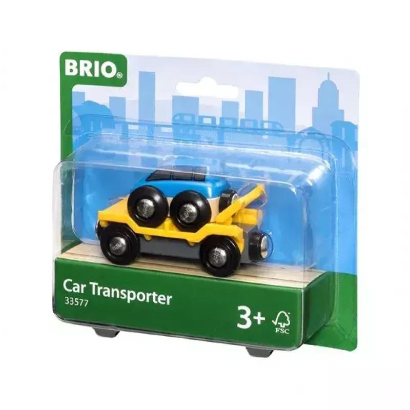 Modelová železnica Autotransportér Ravensburger BRIO — 2-dielny, čierna/modrá/žltá
