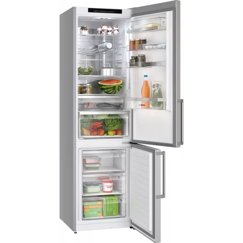 Bosch Serie 6 KGN39AIAU kombinovaná chladnička s mrazničkou, voľne stojaca, 363 l (260 l + 103 l), 203 cm, energetická trieda A, kefovaná nehrdzavejúca oceľ