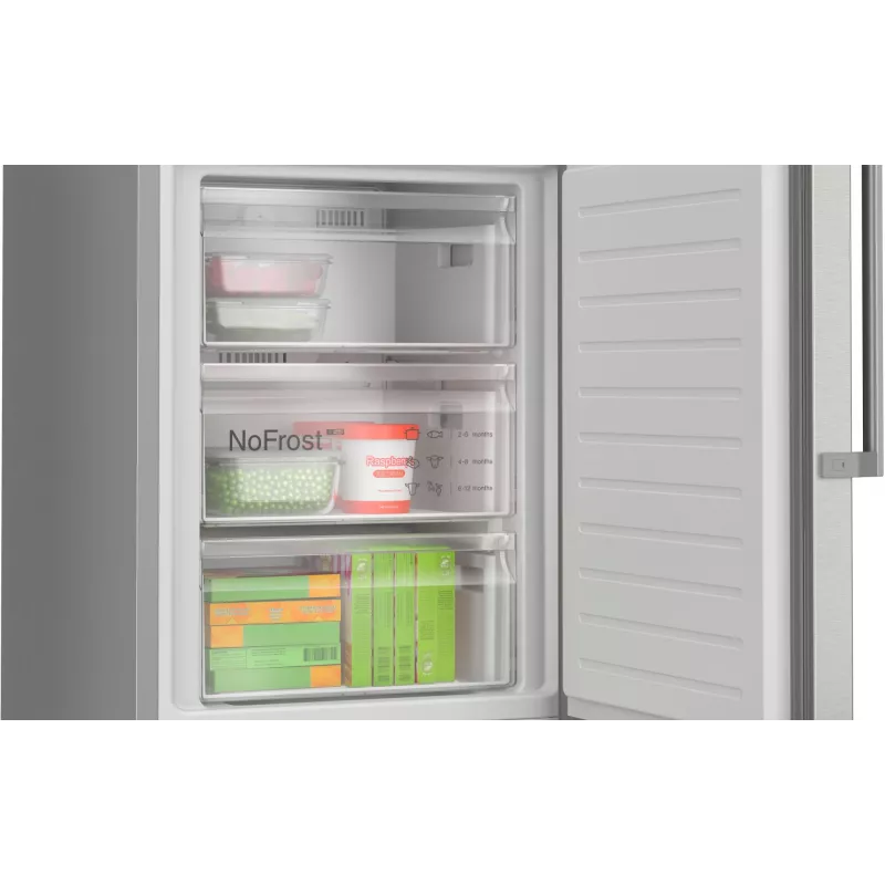 Bosch Serie 6 KGN39AIAU kombinovaná chladnička s mrazničkou, voľne stojaca, 363 l (260 l + 103 l), 203 cm, energetická trieda A, kefovaná nehrdzavejúca oceľ