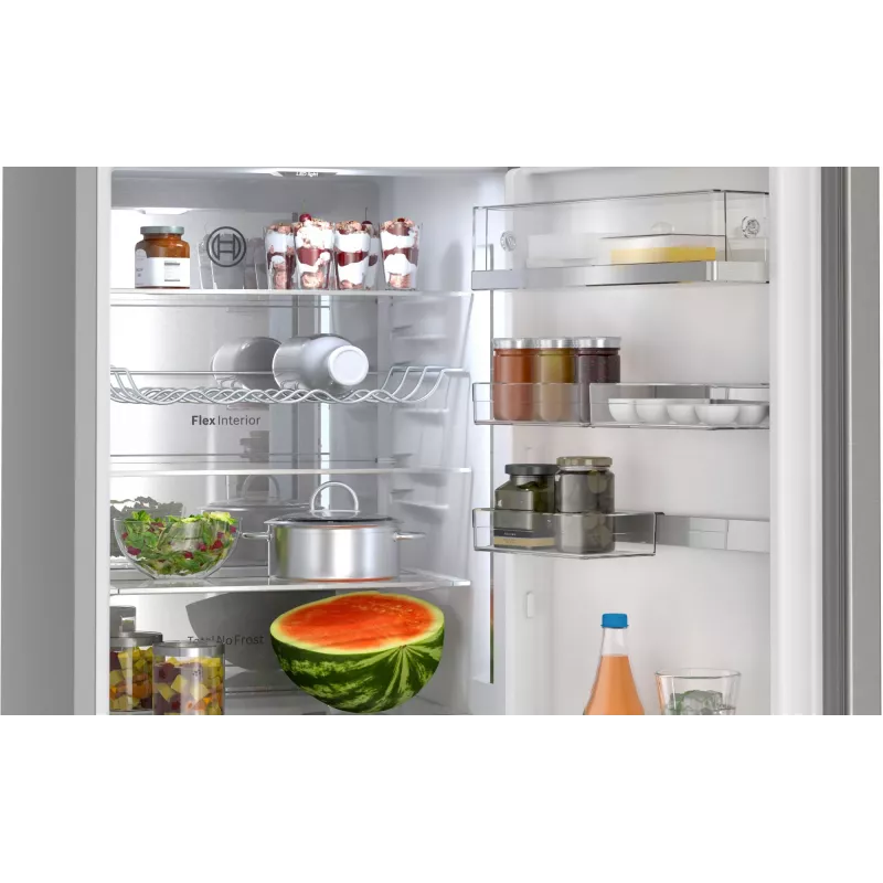 Bosch Serie 6 KGN39AIAU kombinovaná chladnička s mrazničkou, voľne stojaca, 363 l (260 l + 103 l), 203 cm, energetická trieda A, kefovaná nehrdzavejúca oceľ