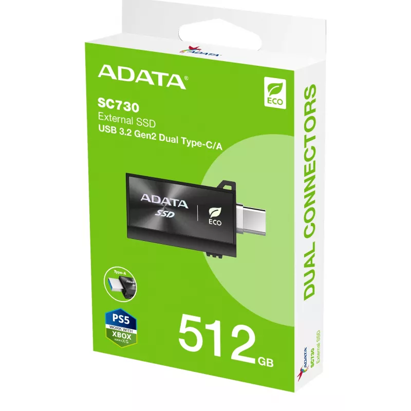 ADATA SC730 512 GB USB Type-C 3.2 Gen 2 (3.1 Gen 2) Čierna
