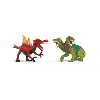 Sada hracích figúrok Schleich Eldrador Creatures ohnivý dinosaurus vs. jašterica z džungle, model 70834