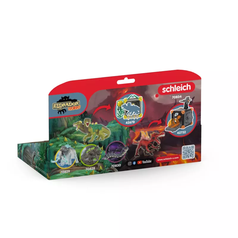 Sada hracích figúrok Schleich Eldrador Creatures ohnivý dinosaurus vs. jašterica z džungle, model 70834
