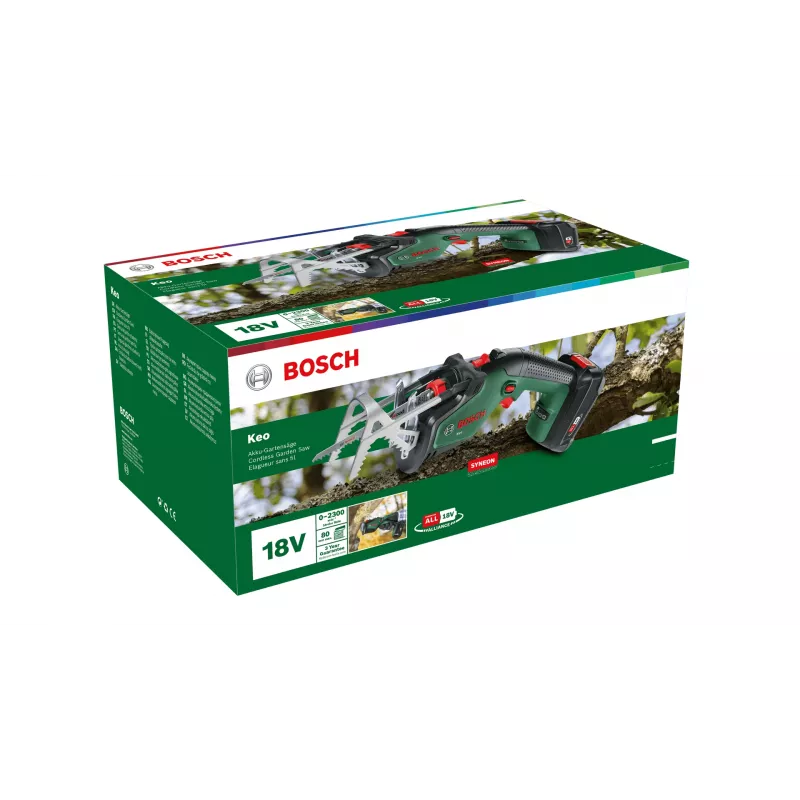 Akumulátorová píla na konáre Bosch Keo 18V, 2,0 Ah, zelená/čierna