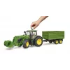 Traktor BRUDER John Deere 7R 350 s predným nakladačom a tandemovým prívesom, plast, od 3 rokov