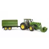 Traktor BRUDER John Deere 7R 350 s predným nakladačom a tandemovým prívesom, plast, od 3 rokov