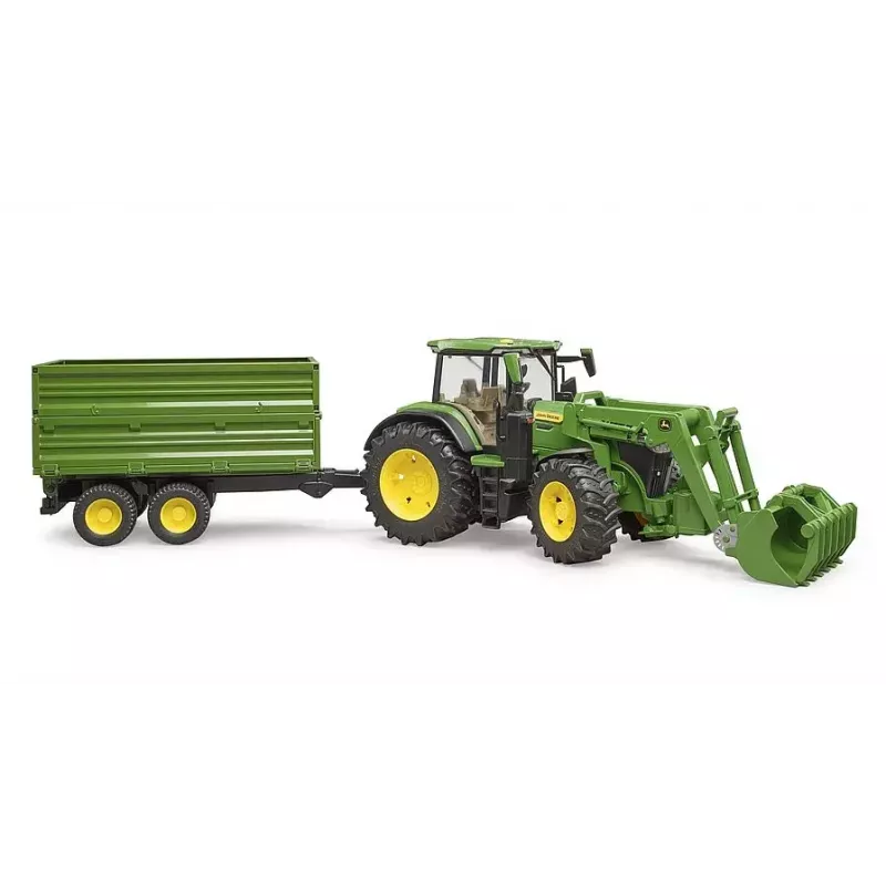 Traktor BRUDER John Deere 7R 350 s predným nakladačom a tandemovým prívesom, plast, od 3 rokov