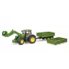 Traktor BRUDER John Deere 7R 350 s predným nakladačom a tandemovým prívesom, plast, od 3 rokov