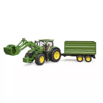 Traktor BRUDER John Deere 7R 350 s predným nakladačom a tandemovým prívesom, plast, od 3 rokov