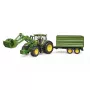 Traktor BRUDER John Deere 7R 350 s predným nakladačom a tandemovým prívesom, plast, od 3 rokov